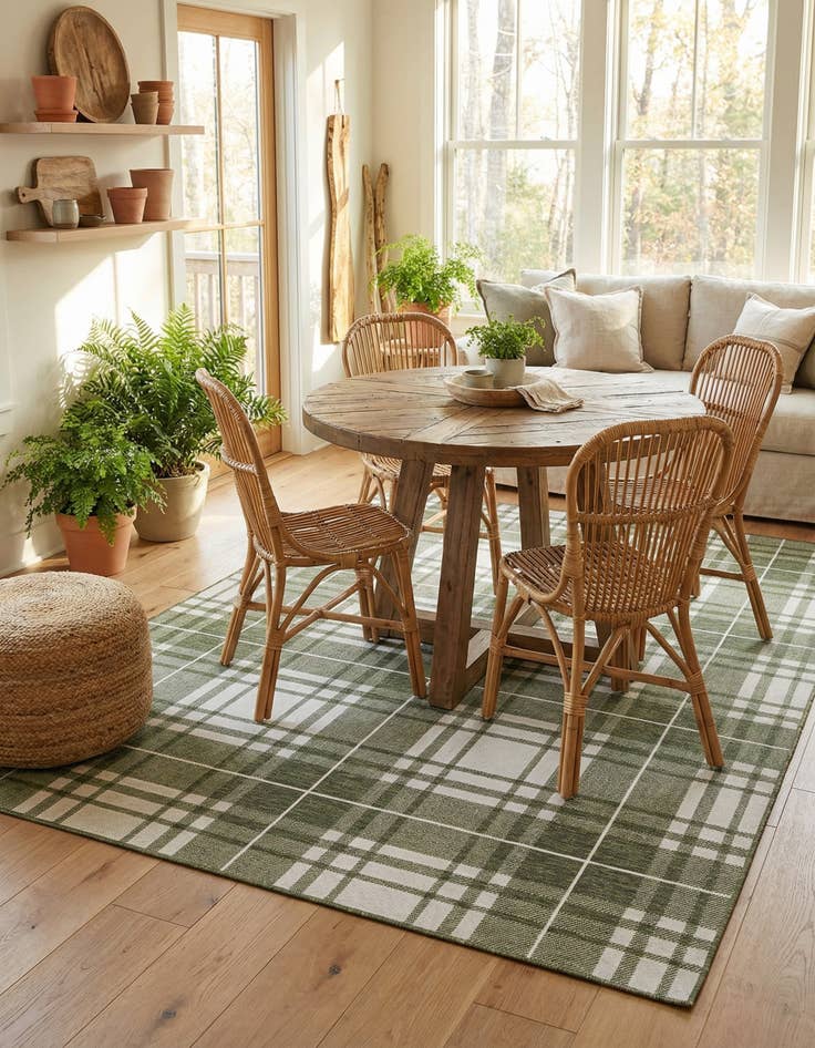 Detail image of  7' 10 x 7' 10  Washable Checkered Indoor / Outdoor Square Rug