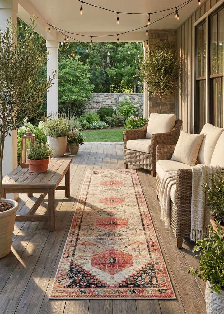 2' 7 x 12' Easy-Clean Traditional Indoor / Outdoor Runner Rug