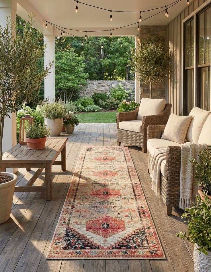 Detail image of 2' 7 x 12'  Washable Traditional Indoor / Outdoor Runner Rug