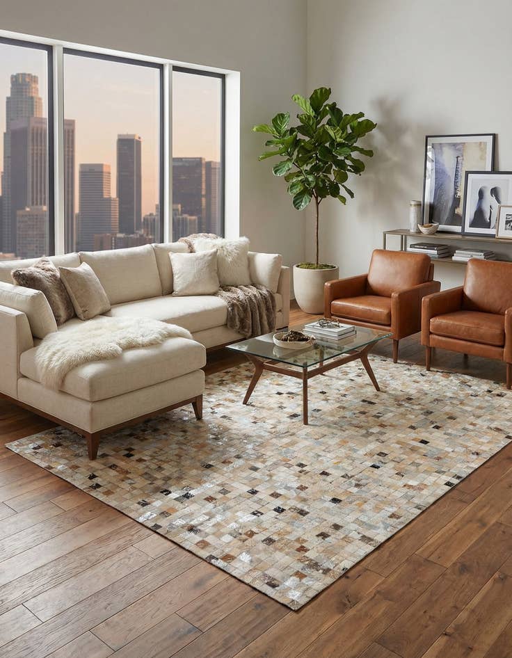 Detail image of 5' 3 x 7' 5 Cowhide Stocks Rug