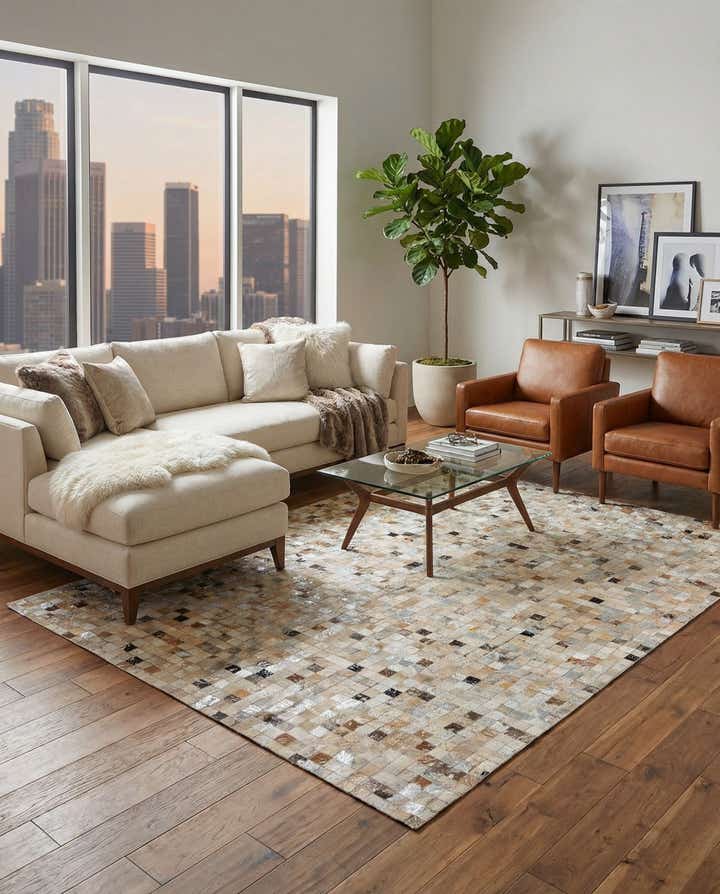5' 3 x 7' 5 Cowhide Stocks Rug
