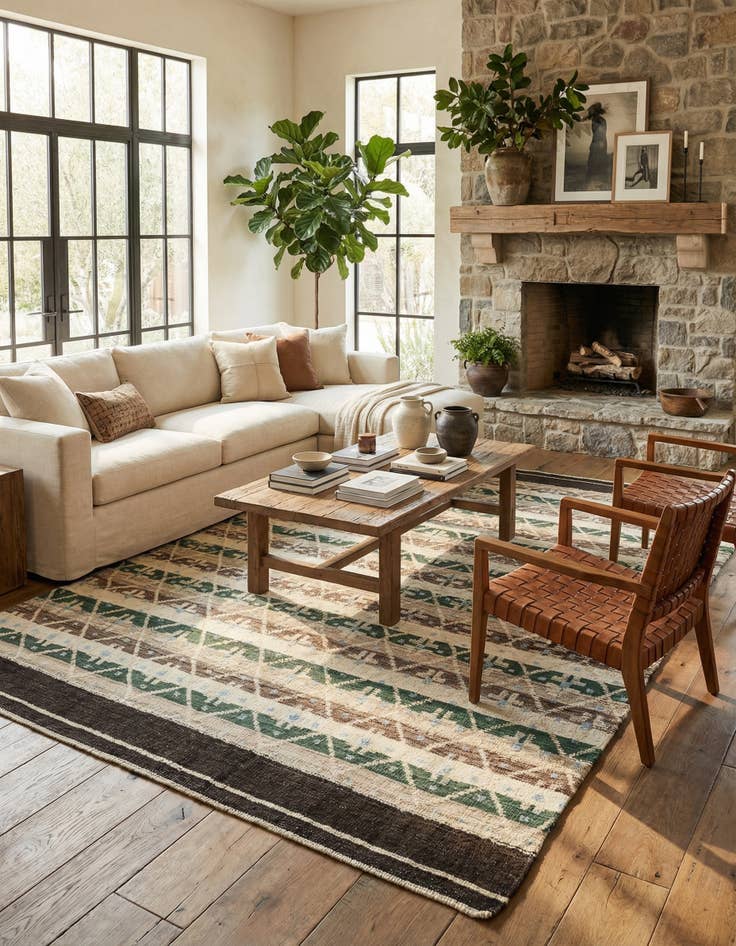 Detail image of 8' 2 x 10' 3 Hand Knotted Darya Wool Rug