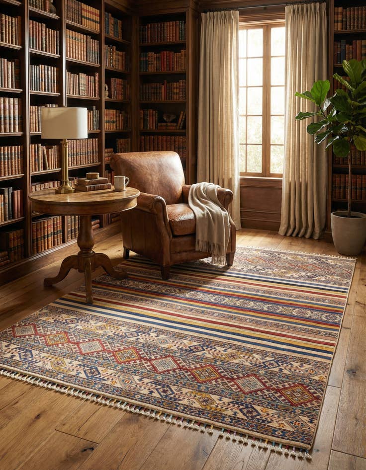 Detail image of  5' x 6' 4  Hand Knotted Ariana Ziegler Rug