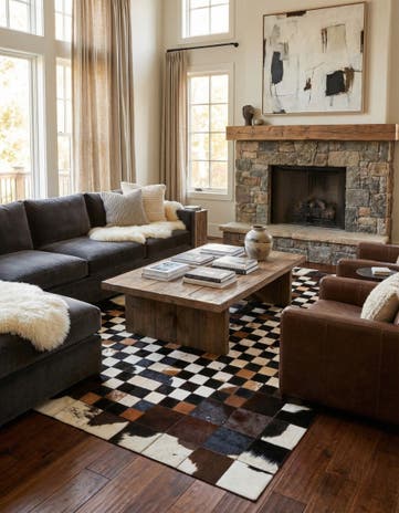 5' x 8' Cowhide Leather Rug