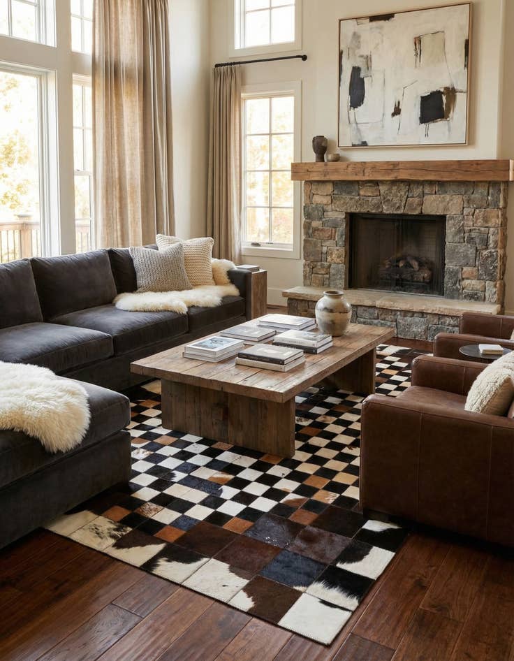 Detail image of 5' x 8' Cowhide Leather Rug