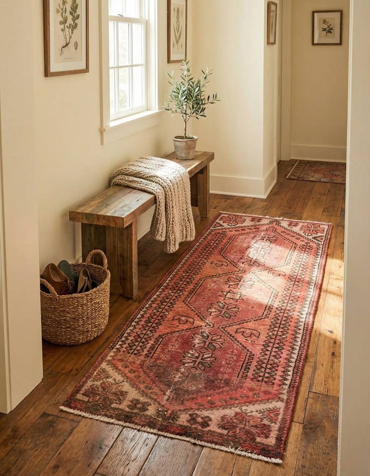 Detail image of 2' 7 x 5' 9  Hand Knotted Ultra Vintage Persian Wool Runner Rug