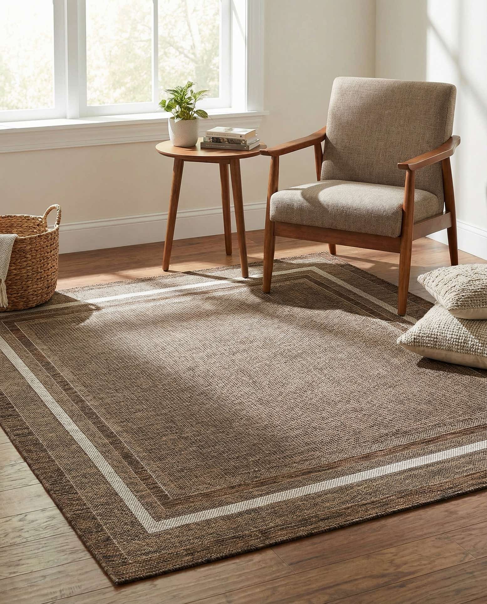6' 1 x 6' 1 Easy-Clean Border Indoor / Outdoor Square Rug