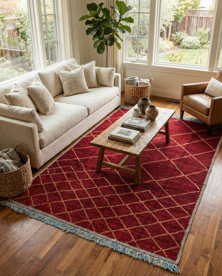 6' 4 x 9' 1 Hand Knotted Moroccan Wool Rug