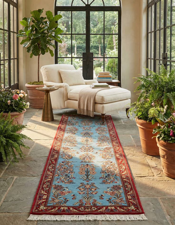 Detail image of 2' 7 x 13' 1  Hand Knotted Qom Persian Runner Rug