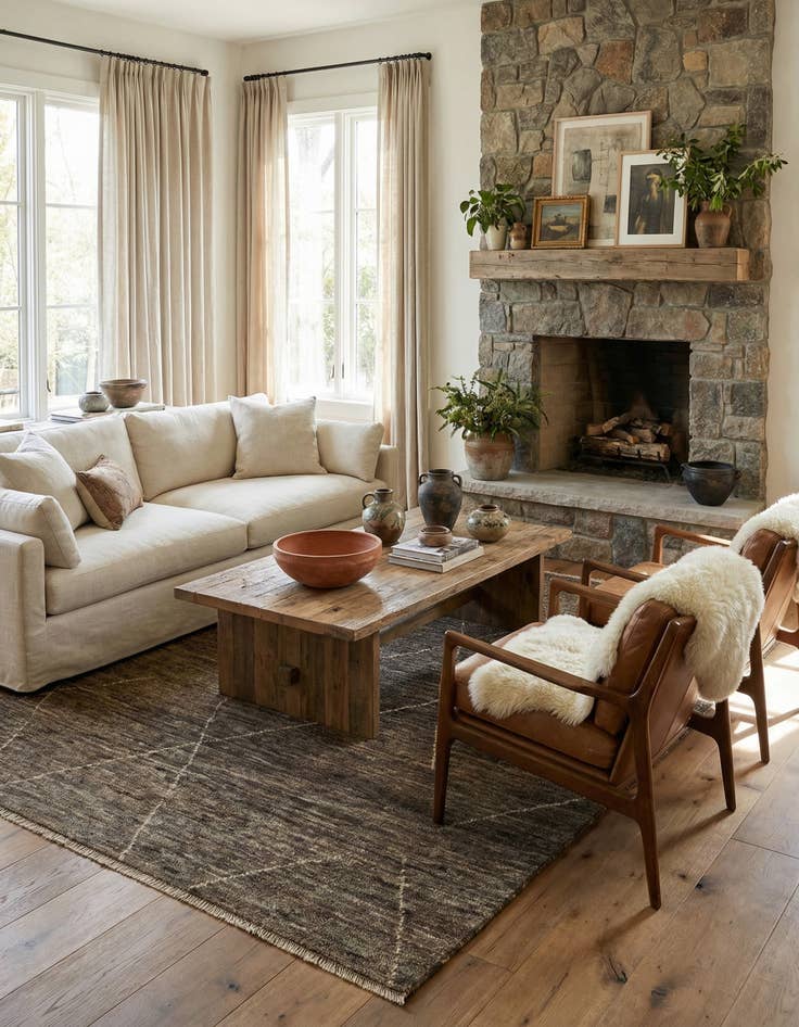 Detail image of  4' 8 x 6' 8  Hand Knotted Moroccan Wool Rug