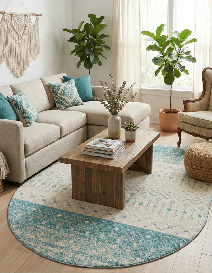 Detail image of  7' 10 x 10' Moroccan Trellis Oval Rug