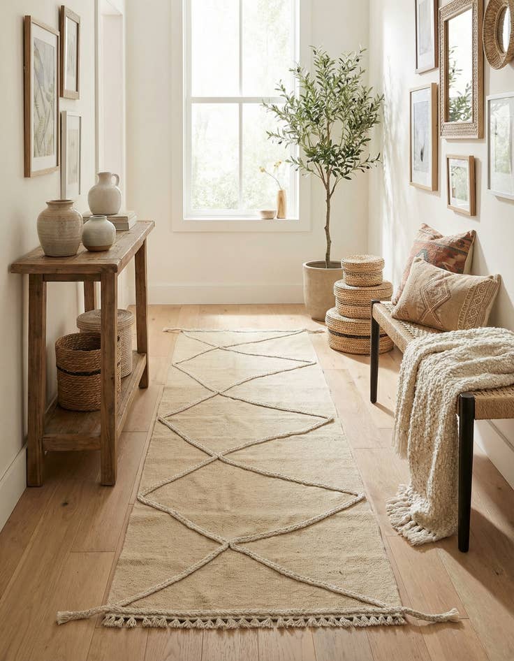 Detail image of 2' 5 x 8' 2 Hand Knotted Moroccan Wool Runner Rug