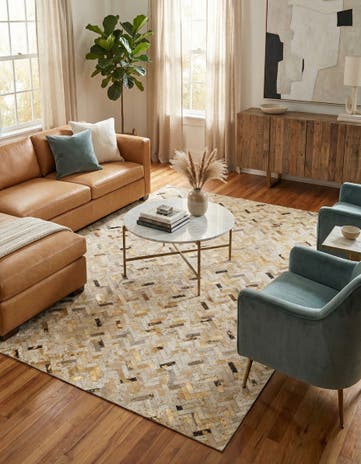 5' x 7' 10 Cowhide Leather Rug