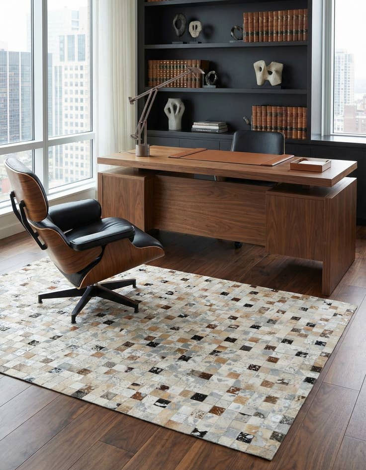 Detail image of 5' 2 x 7' 11 Cowhide - Patchwork Rug