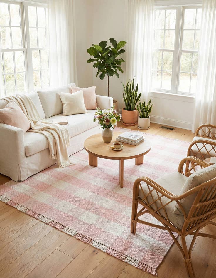 Detail image of  7' 10 x 10' Eco Plaid   Washable Indoor / Outdoor Rug