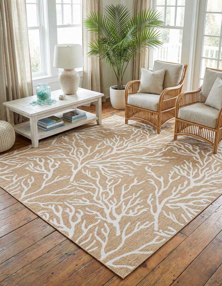 Detail image of  7' 10 x 7' 10  Washable Coastal Indoor / Outdoor Square Rug