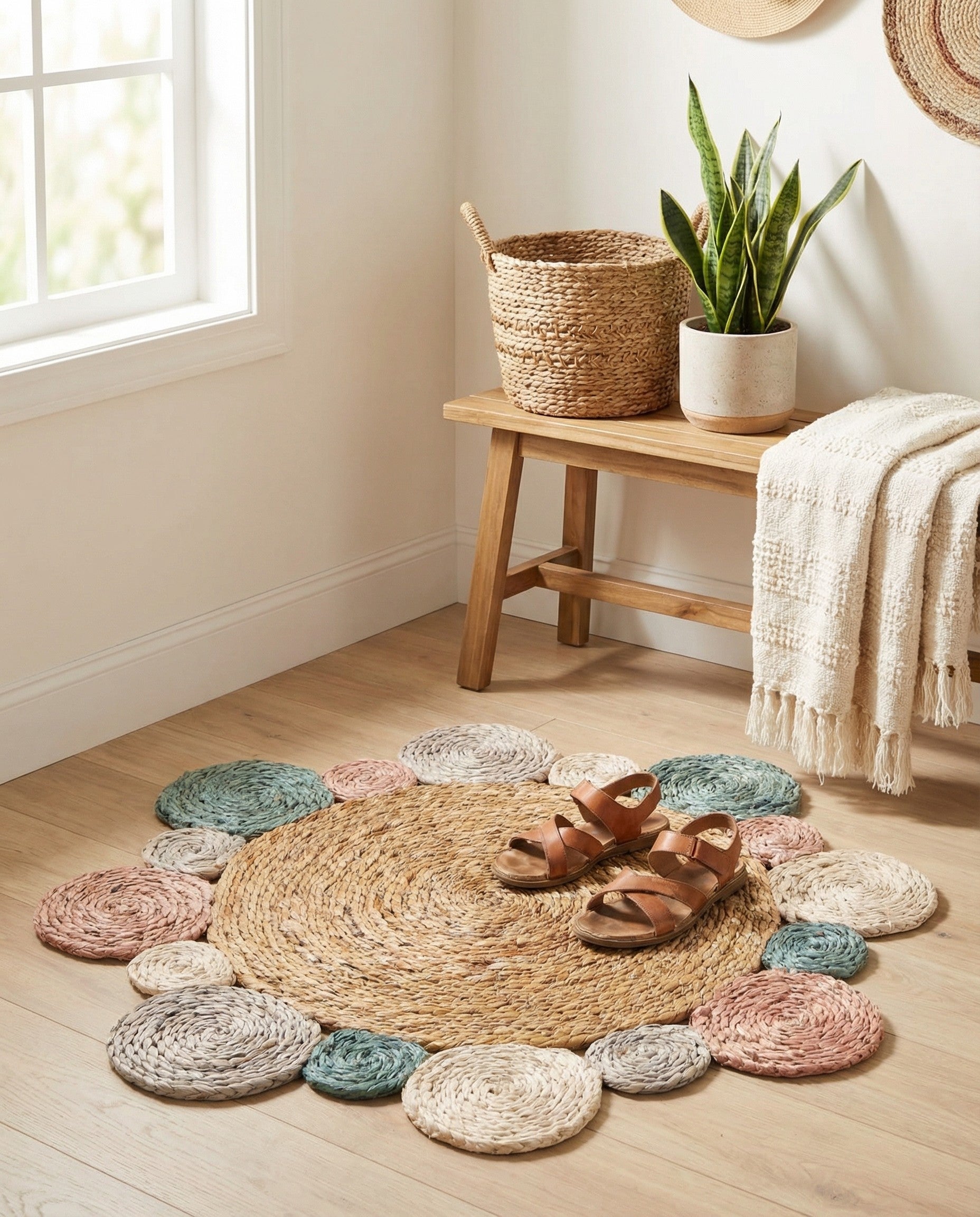 Primary image 2' x 2'  Hand Braided Jute Round Rug