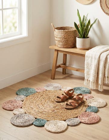 2' x 2' Handmade Braided Jute Round Rug