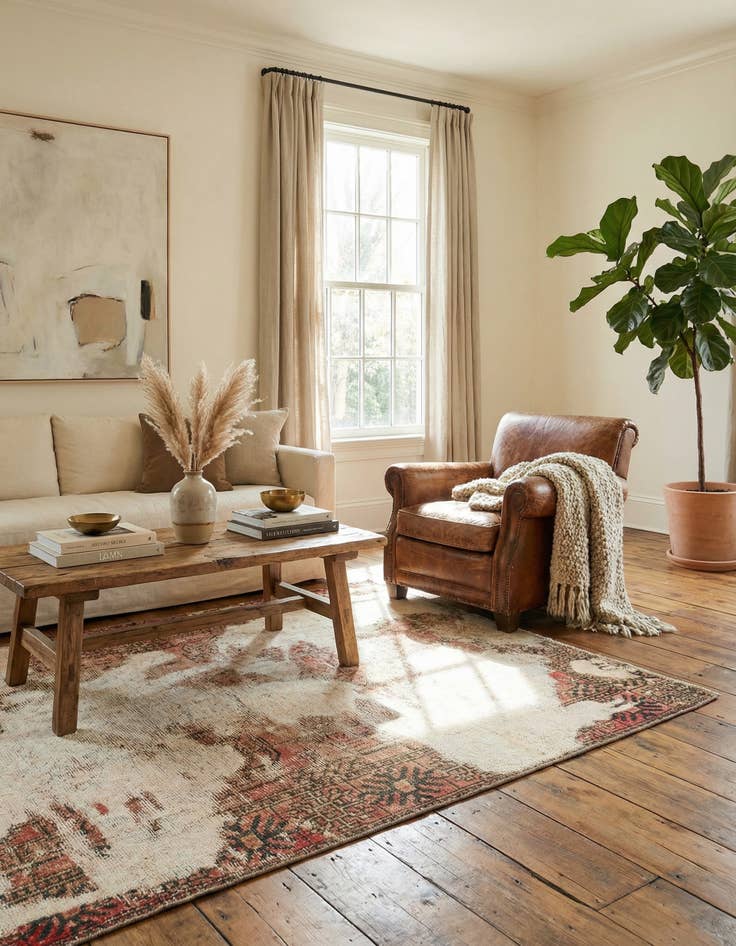 Detail image of 3' 7 x 5' 8  Hand Knotted Ultra Vintage Persian Wool Rug