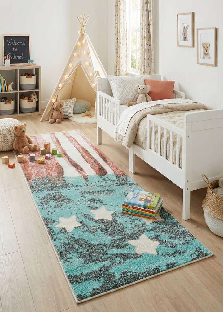2' 2 x 5' 1 American Flag Whimsy Kids Runner Rug