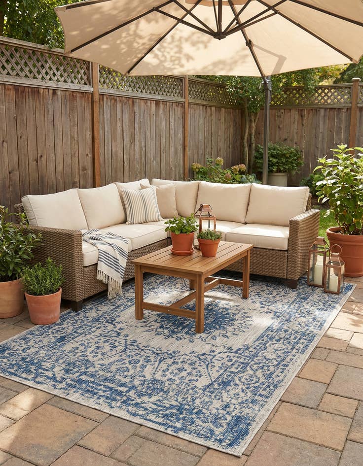 Detail image of 6' x 9'  Washable Traditional Indoor / Outdoor Rug