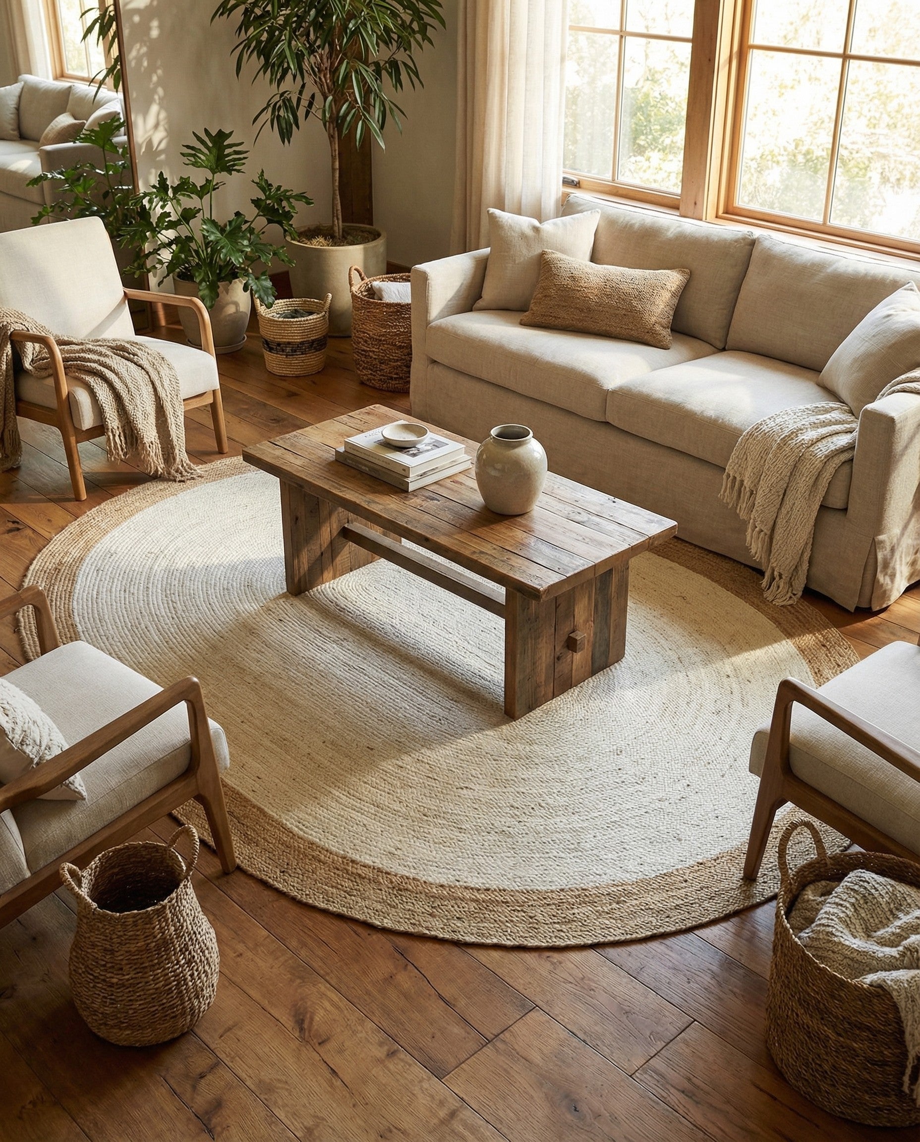  8' x 10'  Hand Braided Jute Oval Rug