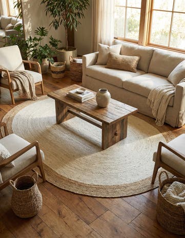 8' x 10' Handmade Braided Jute Oval Rug