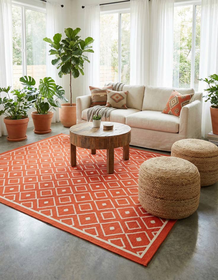Detail image of  5' 3 x 8'  Washable Lattice Indoor / Outdoor Rug
