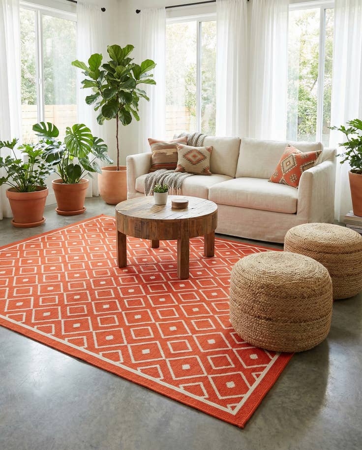 Detail image of 5' 3 x 8' Easy-Clean Lattice Indoor / Outdoor Rug