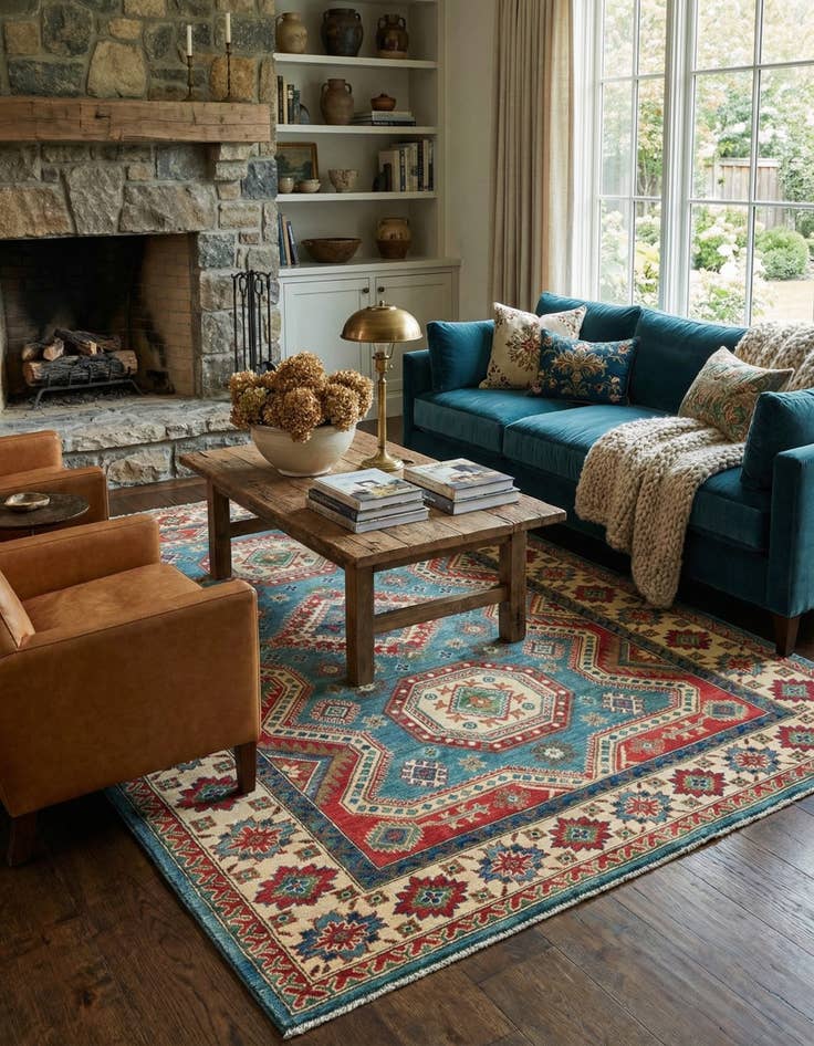 Detail image of 6' 7 x 9' 10  Hand Knotted Kazak Rug