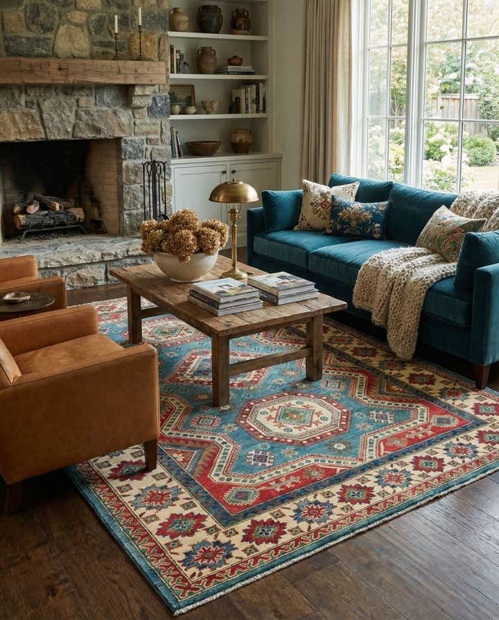 6' 7 x 9' 10 Hand Knotted Kazak Rug