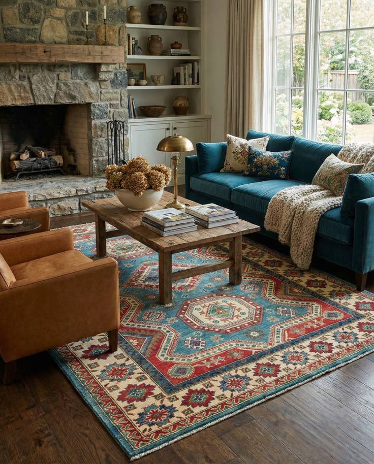 Detail image of 6' 7 x 9' 10 Hand Knotted Kazak Rug