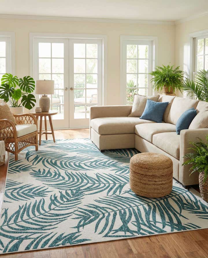9' x 12' Easy-Clean Botanical Indoor / Outdoor Rug