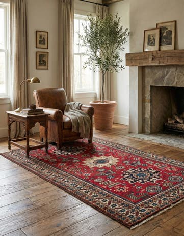 3' 5 x 5' 6 Hand Knotted Kazak Wool Rug