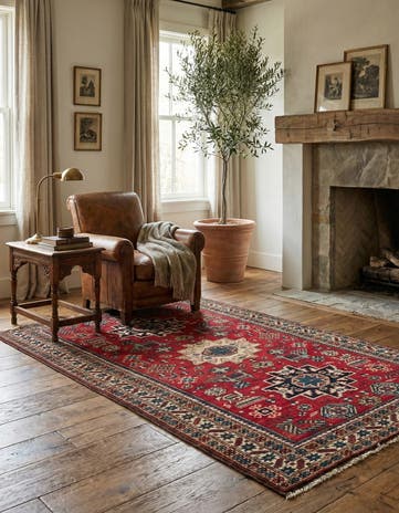 3' 5 x 5' 6 Hand Knotted Kazak Wool Rug