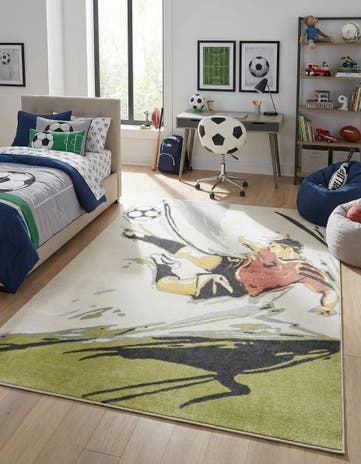 7' 10 x 10' Soccer Player Whimsy Kids Rug