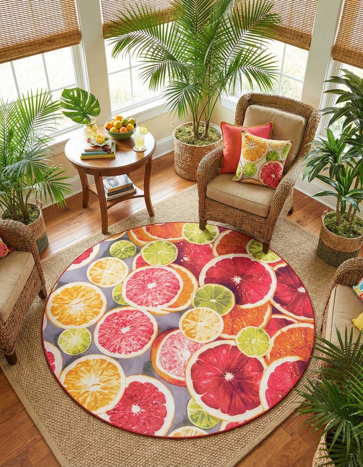 Detail image of 10' x 10' Easy-Clean Jill Zarin Caribbean Indoor / Outdoor Round Rug