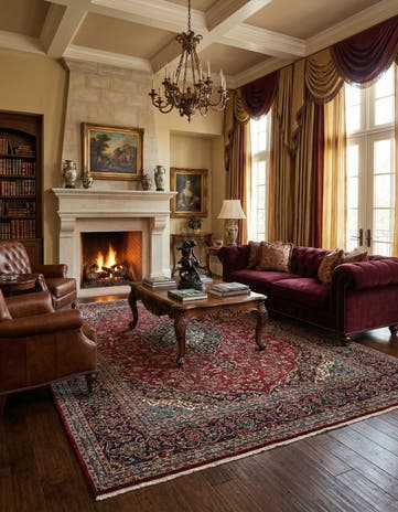 9' 8 x 12' 10 Hand Knotted Kashan Persian Wool Rug