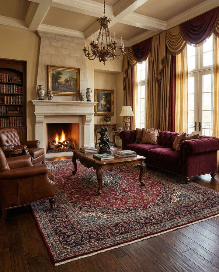 9' 8 x 12' 10 Hand Knotted Kashan Persian Wool Rug