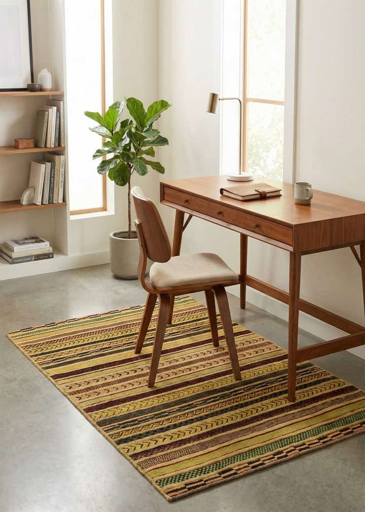 3' 4 x 4' 10 Hand Knotted Modern Ziegler Rug