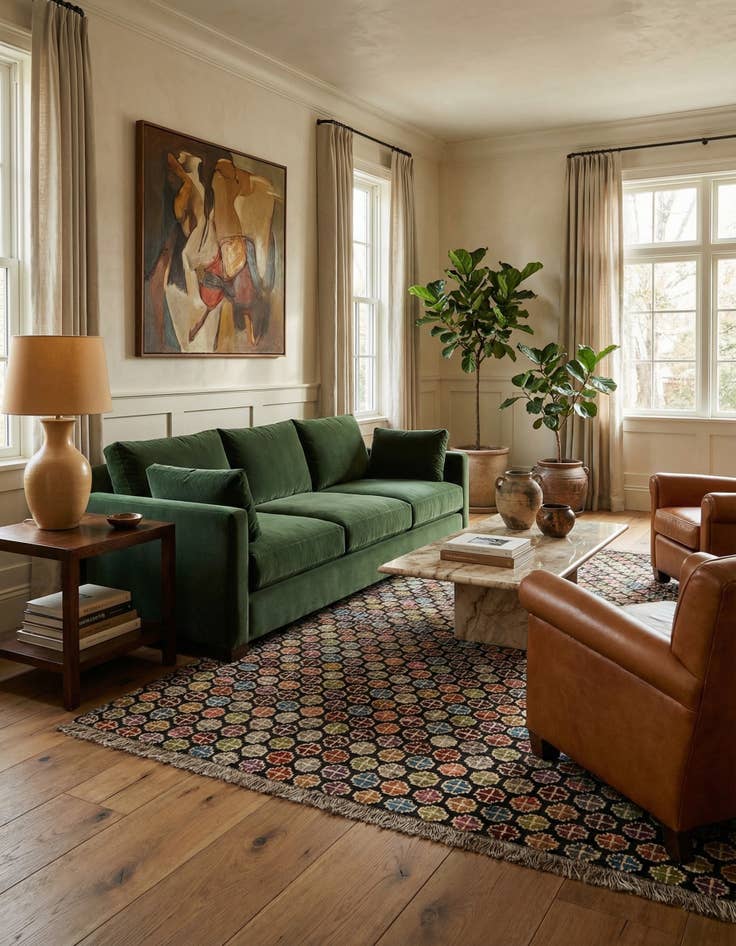 Detail image of 6' 2 x 9'  Hand Knotted Darya Wool Rug