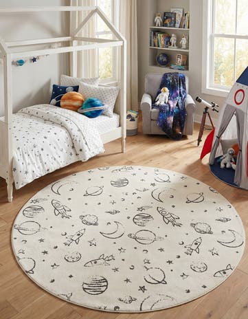 240cm x 240cm Planets Whimsy Kids Rund Tæppe
