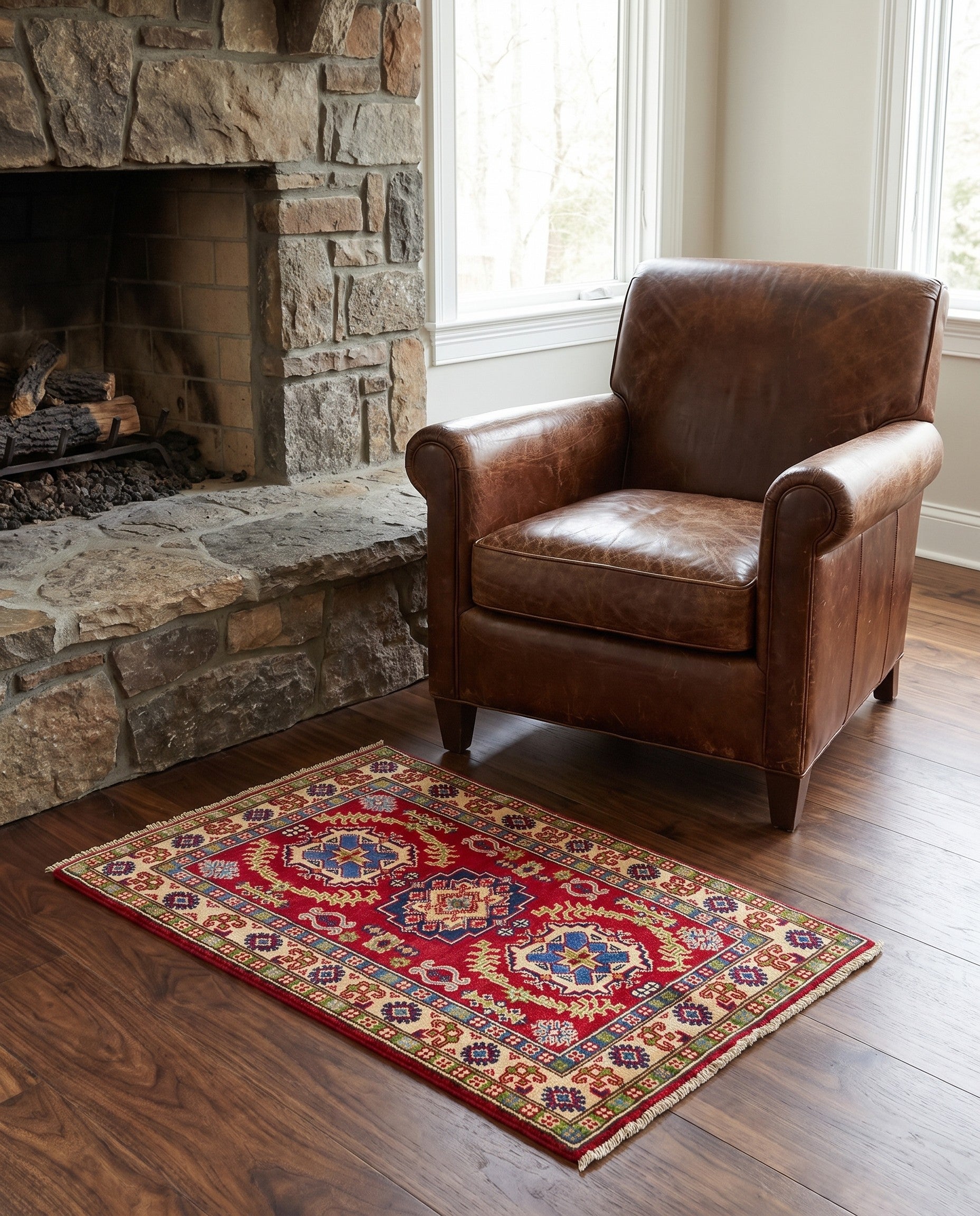 2' 8 x 4' Hand Knotted Kazak Rug