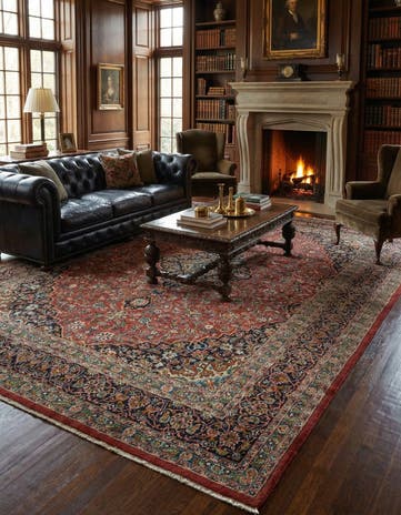 9' 8 x 12' 10 Hand Knotted Mashad Persian Wool Rug