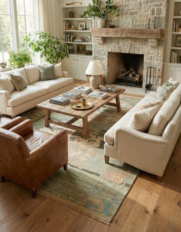 6' 5 x 9' 10 Hand Knotted Oushak Wool Rug