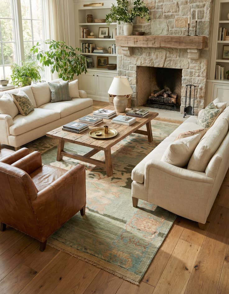 Detail image of 6' 5 x 9' 10  Hand Knotted Oushak Wool Rug