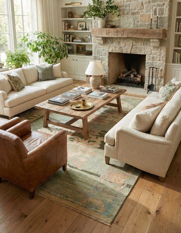6' 5 x 9' 10 Hand Knotted Oushak Wool Rug