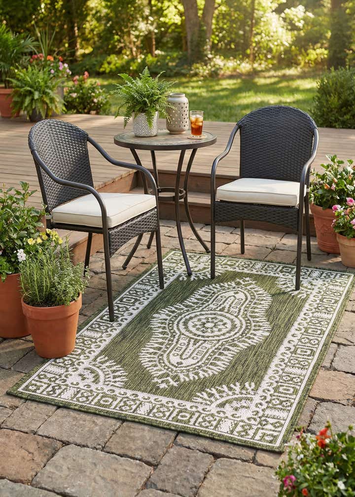 2' x 3' Easy-Clean Traditional Indoor / Outdoor Rug