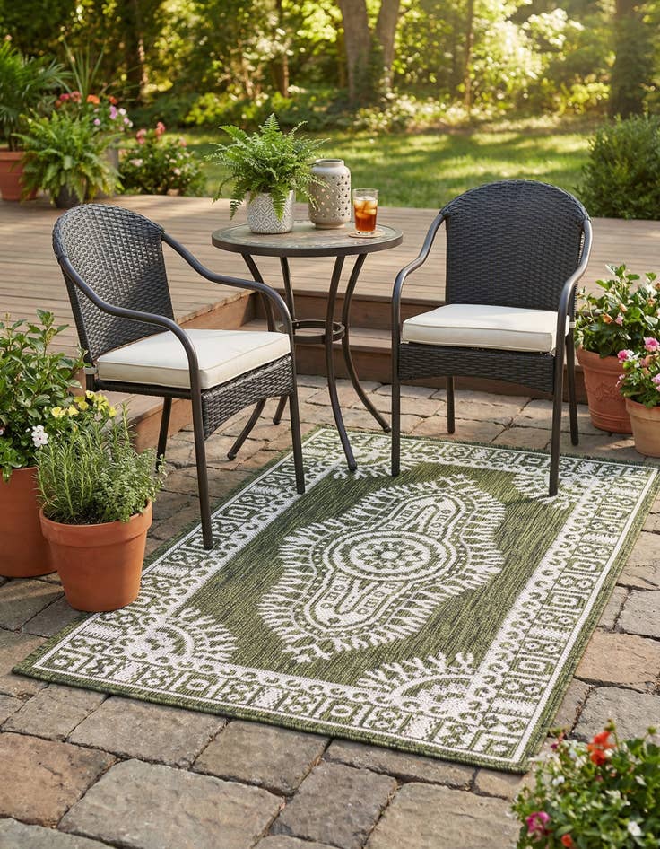 Detail image of 2' x 3' Easy-Clean Traditional Indoor / Outdoor Rug