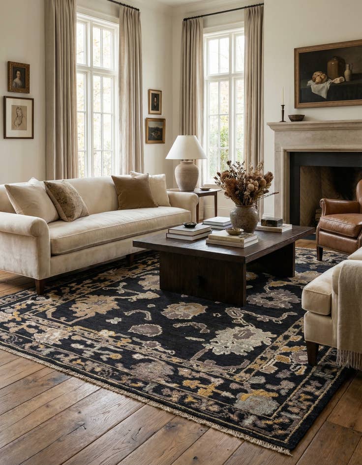 Detail image of 8' 1 x 10' 1  Hand Knotted Oushak Wool Rug